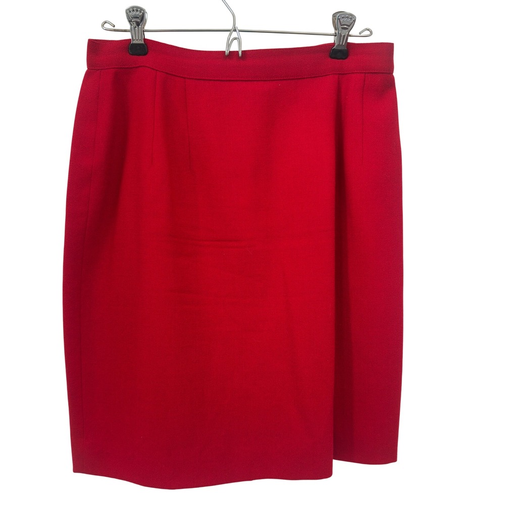 Gianni Petite Pencil Skirt Vintage 90s Red Crepe Tailored‎ High Waist Size 12P